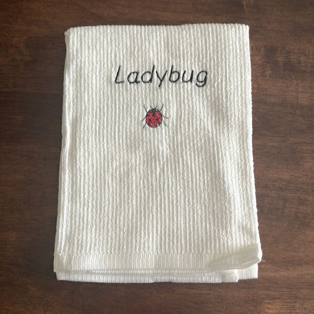 White Cotton Ladybug Kitchen Bar-Mop 18” by 16”